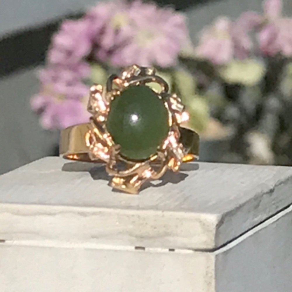 ❌❌❌SOLD❌❌❌ANTIQUE NATURAL JADE 10 KT YELLOW - Picture 7 of 13